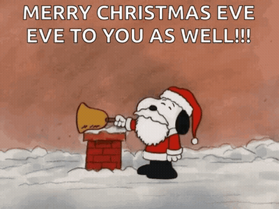 Snoopy As Santa Blowing Bell On Christmas Eve GIF