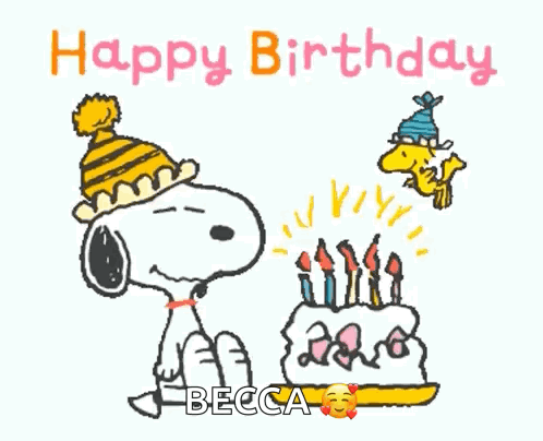 Snoopy Blowing Out Candles On A Birthday Cake GIF