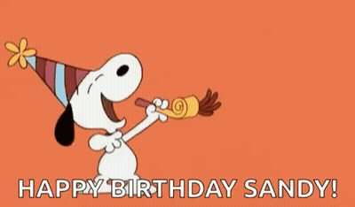 Snoopy Blowing Party Horn Happy Birthday Sandy GIF