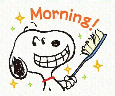 Snoopy Brushing His Teeth GIF