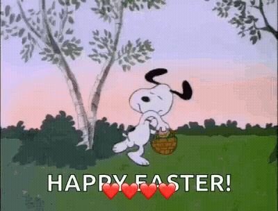 Snoopy Carrying Easter Basket In Field GIF