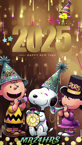 Snoopy Charlie Brown And Lucy Are Celebrating New Year 'S Eve GIF