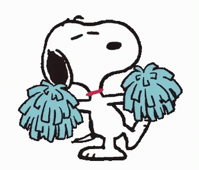 Snoopy Cheering With Blue Pom Poms GIF