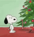 Snoopy Christmas Grabbing Candy Cane  GIF