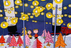 Snoopy Christmas Under Christmas Lights GIF