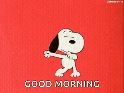 Snoopy Dancing Good Morning On Red Background GIF