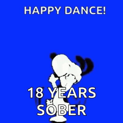 Snoopy Dancing Happy Dance 18 Years Sober GIF