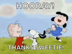 Snoopy Dancing Hooray Thanks Sweetie GIF
