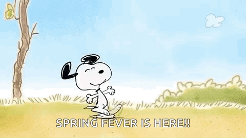 Snoopy Dancing In Field Spring Fever GIF