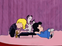 Snoopy Dancing Lucy Schroeder GIF