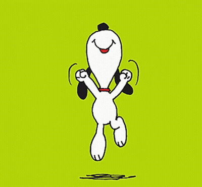 Snoopy Dancing On Green Background GIF
