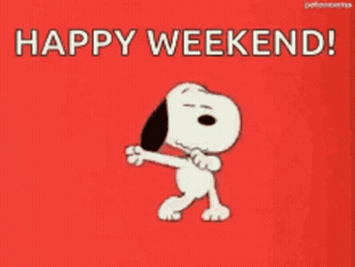 Snoopy Dancing On Red Background Happy Weekend GIF