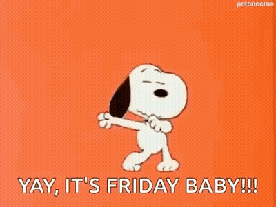 Snoopy Dancing Orange Background Yay It's Friday Baby GIF