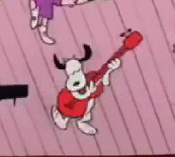 Snoopy Dancing Rooftop Playing Guitar GIF