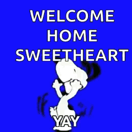 Snoopy Dancing Saying Welcome Home GIF