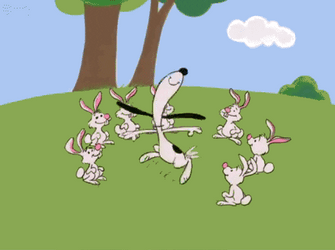 Snoopy Dancong With Bunnies GIF