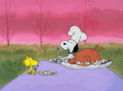 Snoopy Dog Eating Thanksgiving Turkey GIF