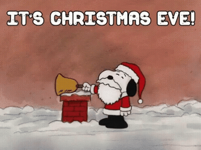 Snoopy Dressed As Santa Claus Holding Bell GIF