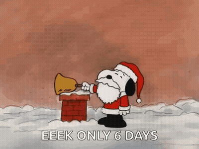Snoopy Dressed As Santa Holding Bell GIF