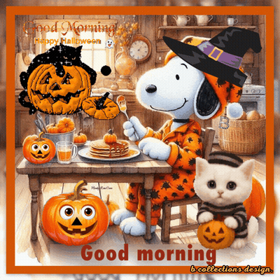 Snoopy Eating Pancakes Cat Holding Pumpkin