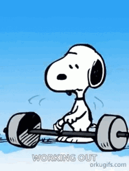Snoopy Ecstatic Working Out GIF