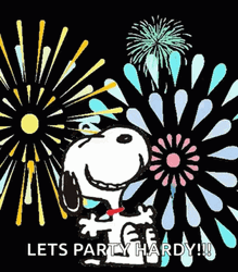 Snoopy Fireworks Party GIF