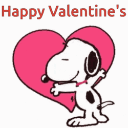 Snoopy Happy Valentines Day Hugging Big Heart