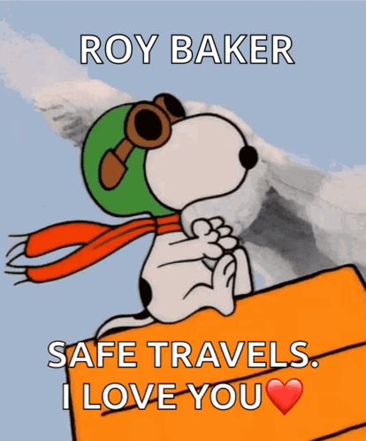 Snoopy Helmet Goggles Saying Roy Baker Safe Travels GIF