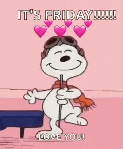 Snoopy Holding Cane It's Friday Love You GIF