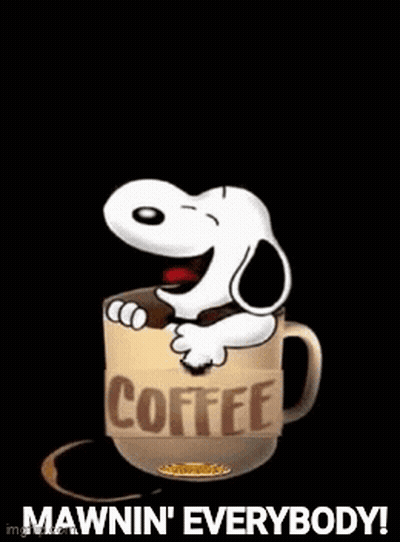 Snoopy Holding Coffee Saying Tuesday Begins After Mawnin Everybody GIF