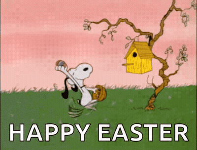Snoopy Holding Easter Egg Saying Happy Easter GIF