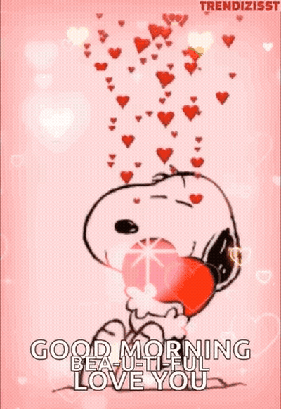 Snoopy Holding Heart Good Morning Beautiful Love You GIF