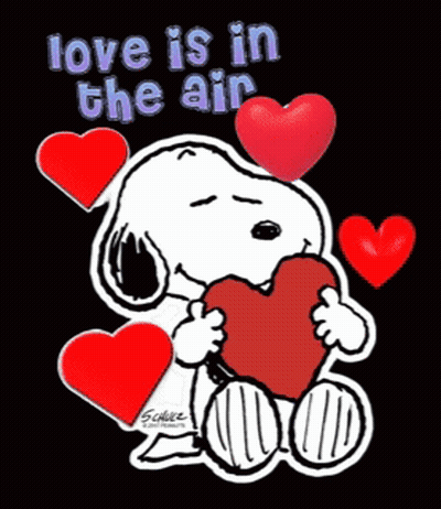 Snoopy Holding Heart Love Is In The Air GIF