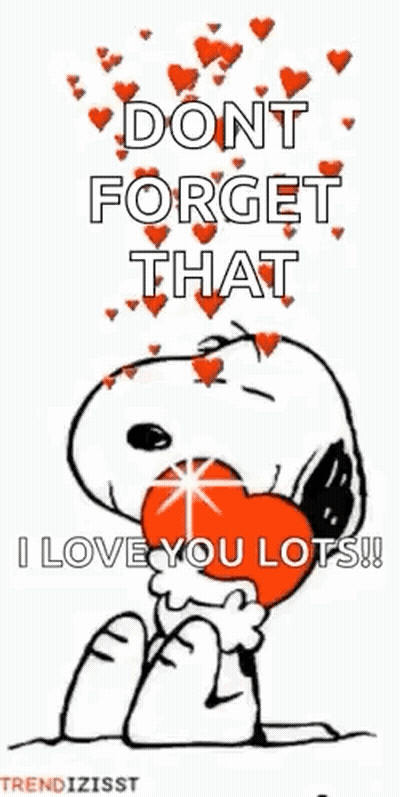 Snoopy Holding Heart Saying Dont Forget That I Love You Lots GIF