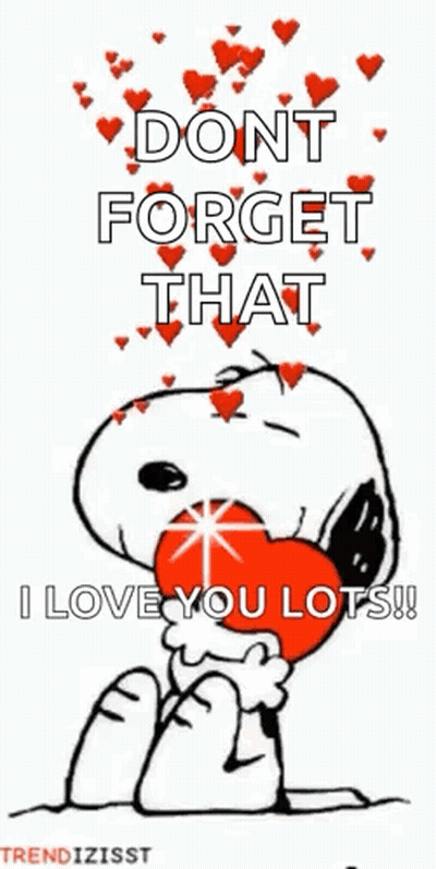 Snoopy Holding Heart Saying I Love You GIF