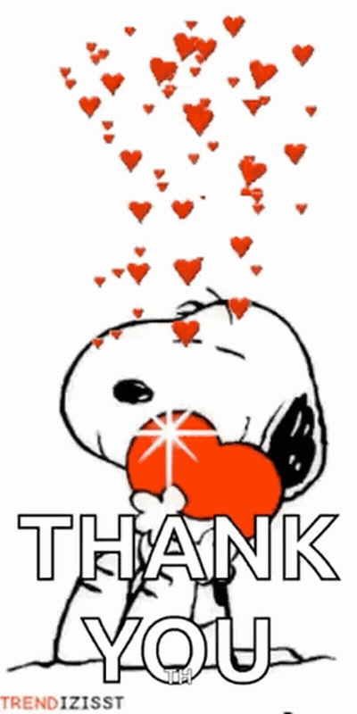 Snoopy Holding Heart Saying Thank You GIF