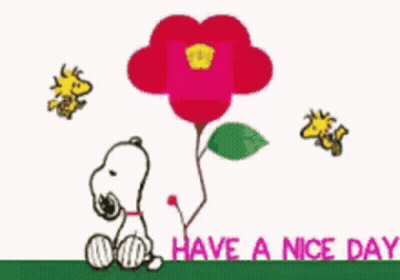 Snoopy Holding Heart-Shaped Flower Saying Have A Nice Day GIF