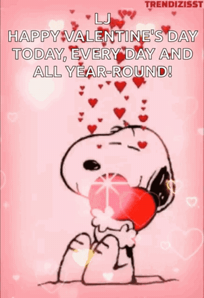 Snoopy Holding Heart With Happy Valentine's Day GIF