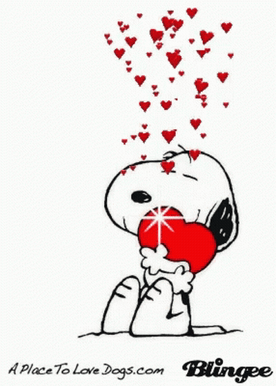 Snoopy Holding Heart With Hearts Coming Out GIF