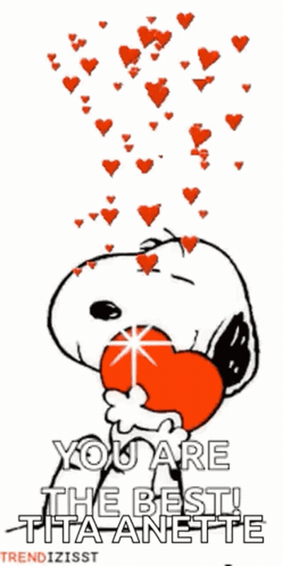 Snoopy Holding Heart With Hearts Saying You Are The Best Tita Anette GIF
