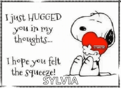 Snoopy Holding Heart With Name Sylvia GIF