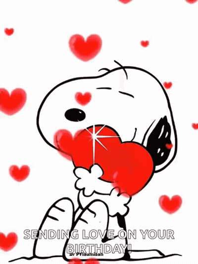 Snoopy Holding Large Red Heart GIF