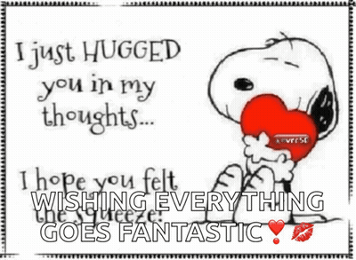 Snoopy Holding Red Heart I Just Hugged You In My Thoughts GIF