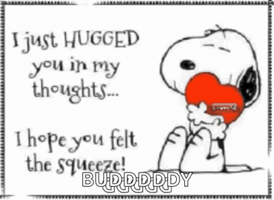 Snoopy Holding Red Heart Says I Just Hugged You In My Thoughts GIF