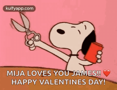 Snoopy Holding Scissors And Cup Saying Mija Loves You James GIF