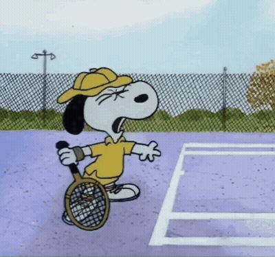 Snoopy Holding Tennis Racquet GIF