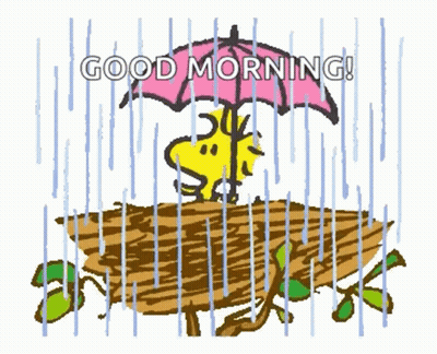 Snoopy Holding Umbrella In Rain GIF