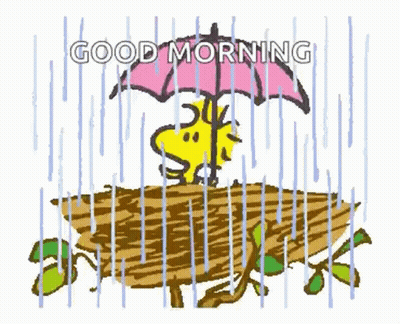 Snoopy Holding Umbrella In Rain GIF