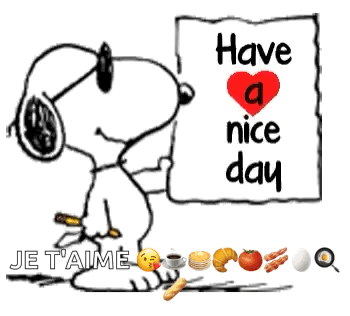 Snoopy Holds A Sign That Says Have A Nice Day GIF