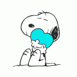 Snoopy Hugging Colorful Valentines Heart  GIF